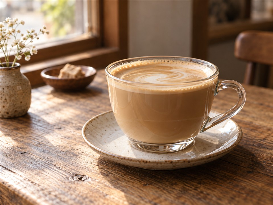 ミルクの泡をのせたカフェオレ